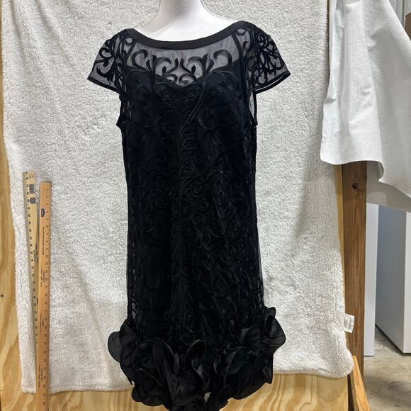 Guess Los Angeles Black Embroidered Mesh Dress 14 Overlay Ruffle Hem 
Black tie - Picture 2 of 11